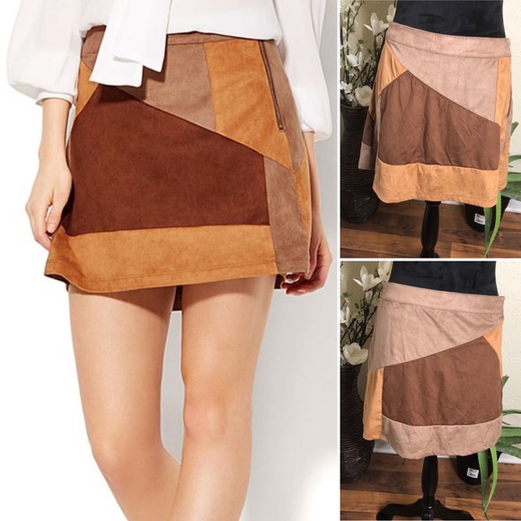 New York & Company Dresses & Skirts - New York & Co Faux Suede Patchwork Mini Skirt 12